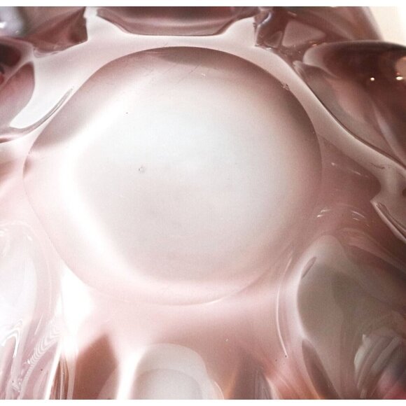 Murano Cased Glass Bowl Green White Ashtray Mid Century Art Glass - Picture 5 of 7